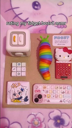 rating my fidget board asmr 🤍#diy#fidget#fidgetboard#asmr#kawaii#craft#sanrio#genshinimpact#fyp