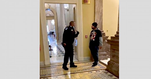 Capitol police officer praised as hero for diverting mob from Senate chamber