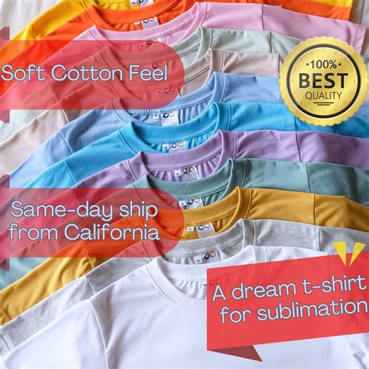 Cotton-feel Sublimation Blank T-shirt: 80/20 Polyester/cotton Blend | Wholesale Blank Sublimation Shirt | Same-day Ship From Glendora CA - Etsy