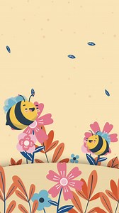 An animation of a Cute child-like bee animal desktop wallpaper | Free Stock Video Footage