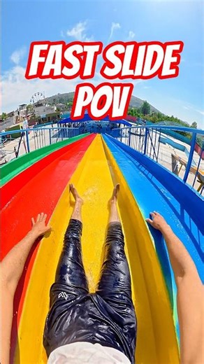 POV Super Fast Waterslide Drop Straight Into Pool 😂💦 #Shorts #POV
