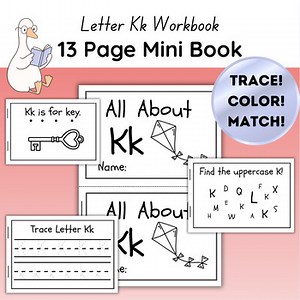 Letter K Mini Book | Alphabet Worksheets for Preschool & Kindergarten | 13 Pages