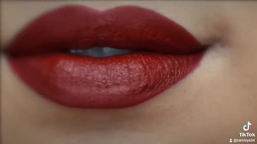 Glossy Dark Red Lipstick Application Tutorial