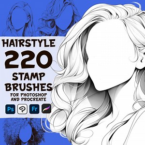 220 Hairstyle Stamp Brushes for Photoshop, Procreate, Clip Studio Paint - Etsy