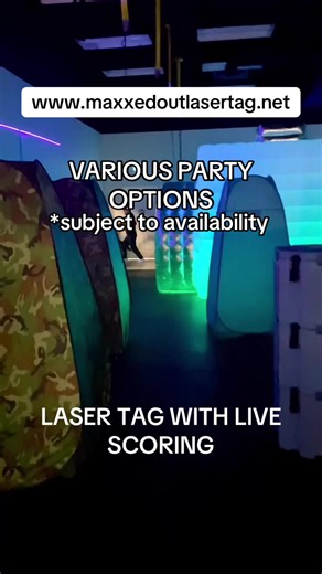 Various party options at www.maxxedoutlasertag.net -laser tag using gear with live scoring (preferred by big kids and adults); -laser tag for little kids using the kiddie gear; -laser tag using 4000 sq ft OR using 2000sq ft; -inflatable obstacle course with/without the inflatable dual slide; -challenges using the big obstacle course equipment; -with/without tables to be decorated by you in whichever theme you prefer. #maxxedoutlasertag #maxxedoutfamilyfun #maxxedoutterrace #lasertsg #livescoring