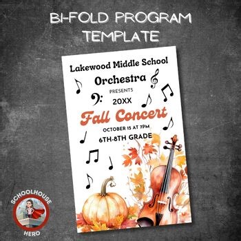 Fall Orchestra Concert Program Template: Editable Canva Design 8.5x11 Bi-Fold