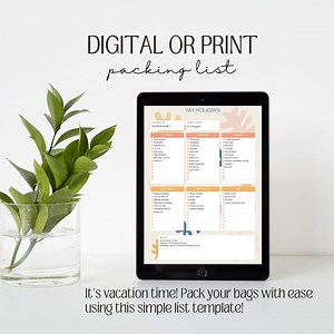 Digital Packing List, Printable List, Customisable List, Notepad, Outfit Planner, Organisation Planner, Vacation Packing List, Editable PDF - Etsy Canada