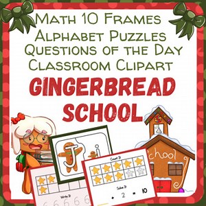GINGERBREAD Math & Literacy Centers - 10 Frames, Alphabet Puzzles • PreK - 1st