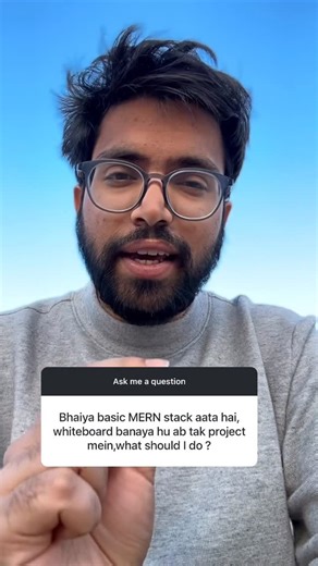 Deepanshu Udhwani on Instagram: "“Bhaiya basic MERN stack aata hai, whiteboard banaya hai ab tak... ab kya karun? Konse projects banaun?” 🤔 First of all — you’re already ahead of 90% freshers. MERN aata hai + whiteboard bana liya = solid start. 💪 But ab aage kya? Here’s the honest truth: Whiteboard project is GOOD, but it’s becoming common now. You need projects that make recruiters STOP and NOTICE. Here’s what to build next: 🔥 Level 1 — Solid foundation projects: → Real-time chat app (Socket