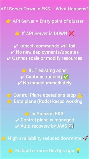 API Server Down? What happens in EKS #kubernetes #devops #ytshorts #youtubeshorts