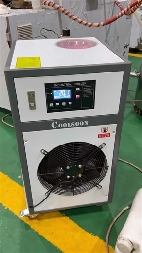 Softgel machine chiller unit with pink antifreeze circulation for cooling the casting drums