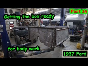 Sandblasting and prepping the box for body work on the 37 Ford Hot rod Part 19