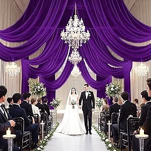 Amazon.com: FUHSY Wedding Ceiling Drapes 5 x 20 FT Purple Ceiling Drapes for Weddings Sheer Backdrop Curtain Chiffon Tent Ceiling Draping Fabric Wedding Drapes Ceiling Decorations for Bedroom Birthday Events : Electronics
