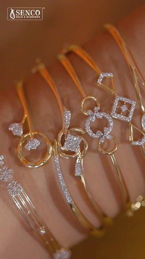 Get set for this delightful Stack-up Game! Layer on sparkle and shine with our gold and diamond bangles to bring out the dreamer in you. Only with Bangle Utsav 2023. #ShagunKiDhun #BangleUtsav2023 #SencoGoldAndDiamonds | Senco Gold & Diamonds