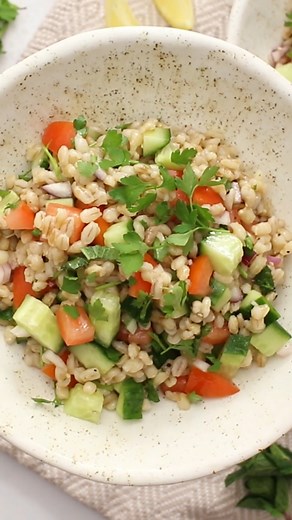 Recipe: https://www.rachelcooks.com/barley-salad-cucumbers-tomatoes-parsley/ | Rachel Cooks