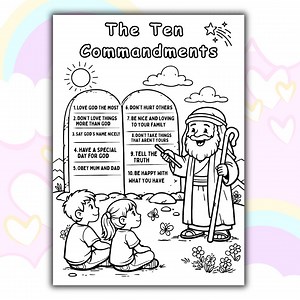 The Ten Commandments Coloring Page Printable PDF for Kids | Bible Activity Sheet - Etsy