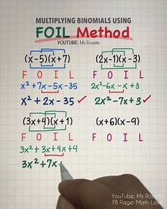 162K views · 2K reactions | Binomial Multiplication Demystified: FOIL Method Step-by-Step!  #mathlove #mathematics #algebra | Math Love | Facebook