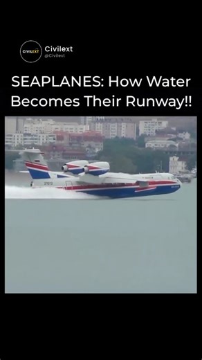 civilext on Instagram: "The Incredible Moment When Hydrodynamic Lift Launches A Plane Straight Off The Water—Watch This Engineering Magic Unfold! Seaplanes Don’t Need Traditional Runways Because They Create Their Own On Water. Engineered To Generate Hydrodynamic Lift, Their Hulls Or Floats Skim Across The Surface At Rising Speeds Until The Water Itself Provides Enough Upward Force For Takeoff. Balancing Buoyancy, Drag Reduction, And Stability, These Aircraft Glide Over Waves With Precision Befor