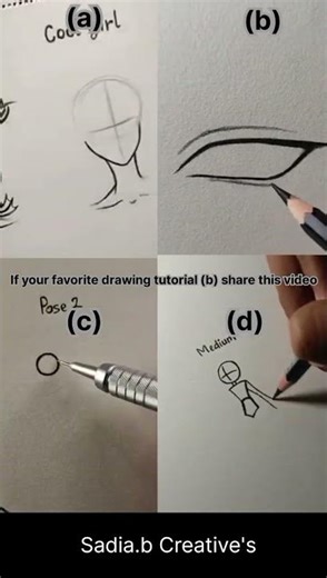 How to draw ✏️ Four easy Tutorials ✨ #art #drawing #shorts #fyp #short #fypシ