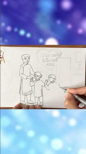 Vẽ tranh gia đình đón năm mới 2026