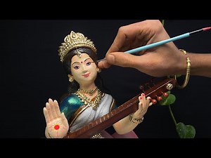 सरस्वती मूर्ति को colour करने का आसान तरीक़ा / Easy saraswati idol Colouring process