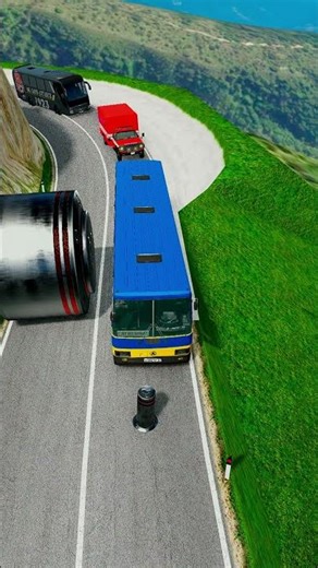 Giant Metal Cylinder vs Buses! 😱🔥 #shorts #beamng