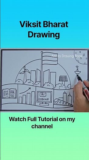 Viksit Bharat Drawing Easy | Viksit Bharat 2047 Poster Drawing | My vision For India in 2047 Drawing