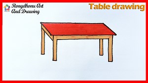 Easy Table Drawing Tutorial | Simple Wooden Table Drawing with Marker Color | Rongdhonu Art and Drawing