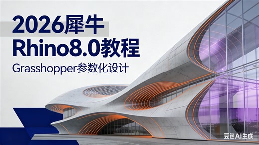 犀牛Grasshopper零基础到精通！参数化设计核心逻辑 实战案例拆解｜掌握数据思维快速出图曲面优化，附全套电池图与项目文件！期待你的三连支持！