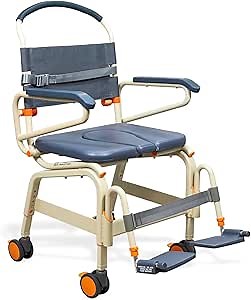 ShowerBuddy SB6C22 Mobile Shower Commode Chair | Adjustable Height with Removable and Swing Away Footrests, Armrests | Tool-Less Assembly & Sets Up in Minutes | Perfect for Elderly & Patients