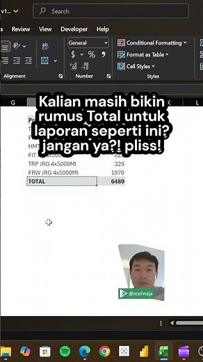 Cara Membuat Total Otomatis di Excel Saat Data Bertambah (Total Row) #belajarexcel #excel