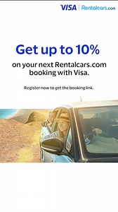 Rent the travel car you need and enjoy 10% off with Rentalcars.com in destinations all over the world with your Visa card. | Visa