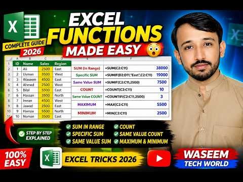Excel Functions Made Easy 😱 | SUM, COUNT, MAX, MIN Full Guide