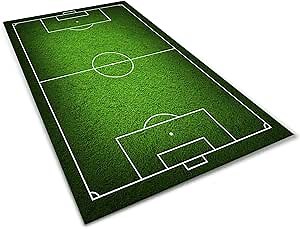 Kids Rug Soccer Field Rug Football Carpet Playmat Fun Sports Area Rugs with Anti Skid Rubber Backing for Boys Children's Bedroom Playroom Living Room Nursery Green 2.6X4ft/80X120CM