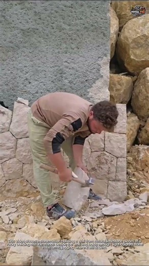 How a Mason Builds a Natural Stone Wall by Fitting Irregular Limestone Pieces Like a Puzzle 🏗️