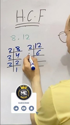 Find The HCF | Of 8 and 12 | By Prime Factors Method | Find The HCF | #maths #education #ytshorts