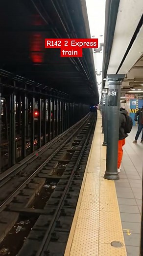 IRT 7th Avenue line: Brooklyn bound R142 2 Express train bypassing 66th Street Lincoln Center