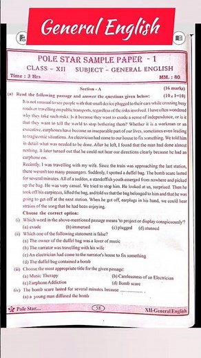 PSEB Class 12 th General English 2025 Pole Star