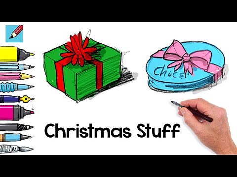 Learn how to draw christmas stuff real easy | Step by Step with Easy - Spoken Instructions