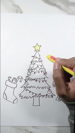 Cute Christmas Tree for Kids🎄Easy Kids Art #Shorts