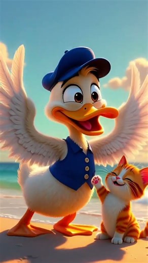 Cat & Duck Dancing Near the Beach | All Animals Join the Fun! 🐱🦆🌊