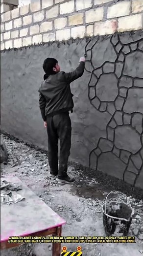 Natural Stone Design Making Process on Concrete House Wall #dailywork