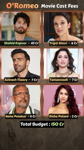 O' Romeo movie star cast fees revealed! 💰#bollywood #shahidkapoor #triptidimri #triptiidimri #hindi