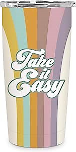 Studio Oh! Insulated Stainless-Steel Tumbler - Double-Walled 17-Ounce Travel Cup - Vacuum Seal Keeps Liquids Hot or Cold for Hours - Fits Standard Size Cup Holders - Take It Easy