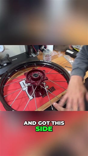 Lacing Motorcycle Wheels: One Side Done, Ready for More! #shorts