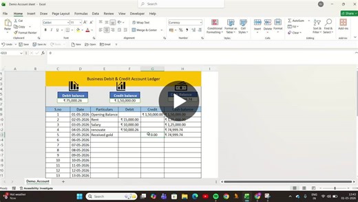Automate Debit-Credit Ledger in Excel with Simple Formulas | Raja Vignesh K posted on the topic | LinkedIn