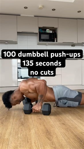 100 dumbbell push-ups in 135sec. No excuses 💪🏾 #justdumbbells #shorts #dumbbellworkout #pushups