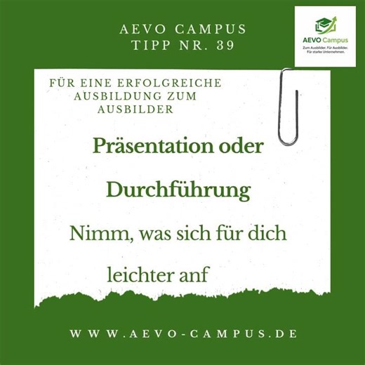 AEVO Prüfung: Präsentation oder Durchführung – Was ist die bessere Wahl?