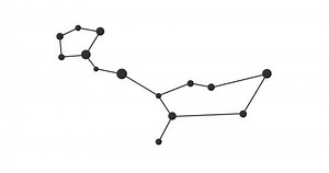 Cetus constellation. Stars in the night sky. Constellation in line art style in black and white. Cluster of stars and galaxies. Horizontal composition, 4k video quality