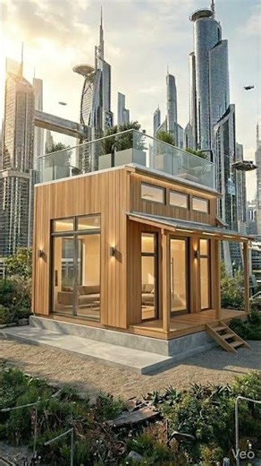 This Broken Wooden House in the Middle of a Futuristic City Gets Rebuilt #construction #ecodesign